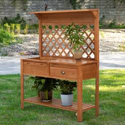 OutSunny Brown Wood and Metal Potting Bench