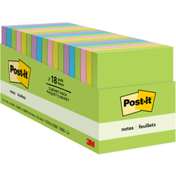 3M Post-it Notes Cabinet Pk 65418BRCP, 3" x 3" Bright, 100 Sheets, 18/Pack