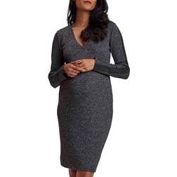 Stowaway Collection Sweater Maternity Dress Charcoal