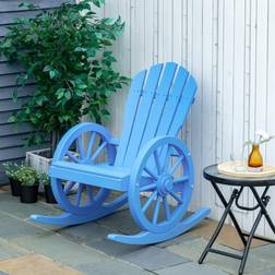OutSunny Adirondack Rocking Chair with Slatted Design Blue