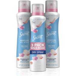 Secret Weightless Wild Rose & Argan Oil Dry Antiperspirant Deo Spray 3-pack