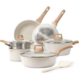 Carote White Granite Cookware Set with lid 10 Parts