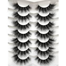 Pooplunch Fluffy Faux Mink Lashes 8D Wispy 12-18mm 7-pack