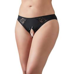 Cottelli Collection Crotchless Panty with Lace Plus Size Black Black 3XL