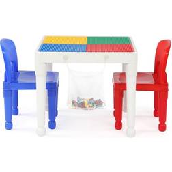 Humble Crew Kids 2 in 1 Building Blocks Compatible Activity Table & 2 Chairs Set with 100pcs