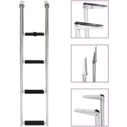 vidaXL Folding Boarding Ladder 4-step Stainless Steel Silver