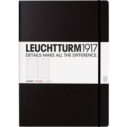 Leuchtturm1917 Ruled Hardbound Notebook Black, Master, 8-3/4" x 12-1/2"