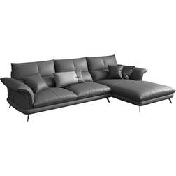 Modern Large Sectional L Shape Couch Black Sofa 128"