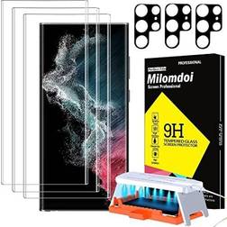 Milomdoi 6 in 1 Screen Protector with Camera Lens Protector for Galaxy S22 Ultra 3-Pack