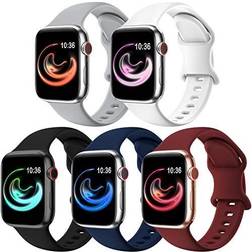Silicone Sport Band for Apple Watch 38/40/41mm 5-Pack