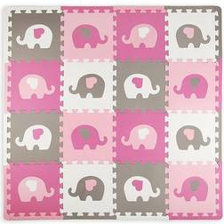 Tadpoles 16 Piece Elephants & Hearts Playmat Set, Pink