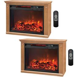 LifeSmart 3 Element Quartz Infrared Electric Portable Fireplace Heaters (Pair)