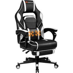 Costway White Vinyl Seat Massage Gaming Chairs with Arms