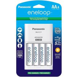 Panasonic Eneloop AA 2000 mAh NiMH Batteries with Charger, 4-Pack Batteries