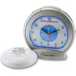 Sonic Alert Boom Analog Alarm Clock, silver;blue