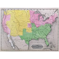 Trademark Fine Art 'Map of the United States in 1861' Canvas Art,14x19 Framed Art