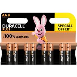 Duracell Pack of 8 Plus 100 AA Batteries NA