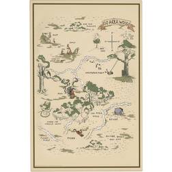Open Road Brands Decor: Winnie the Pooh Map Brown/Green