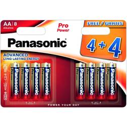 Panasonic Pro Power Batteries AA 4 4 Free Promo Pack Pack of 8