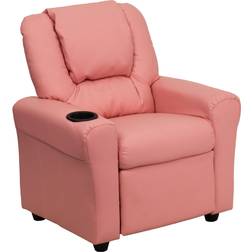Flash Furniture Contemporary Pink Vinyl Kids Recliner with Cup Holder Headrest