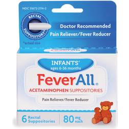 FeverAll Acetaminophen Suppositories for Infants 80mg, 6