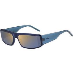 HUGO BOSS Blue-acetate mask-style sunglasses with temple