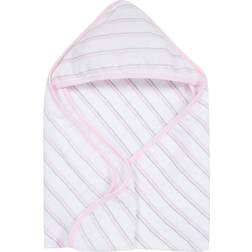 Miracle Baby Boys and Girls Muslin Hooded Towel Pink Gray Stripes Newborn