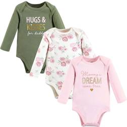 Hudson Baby Unisex Baby Cotton Long-Sleeve Bodysuits Mom Dad Floral