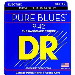 DR Strings Pure Blues Electric Lite, White Black Red Blue