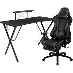 Flash Furniture BLN-X30RSG1031-GY-GG Black Gaming Desk and Chair