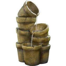 Teamson Home Outdoor Cascading Stacked Pot Waterfall Fountain