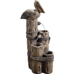 Teamson Home Outdoor Tiered Pelican Post Waterfall Fountain