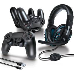 Dreamgear 4 Advanced Gamer s Starter Kit - Headset Charging Dock USB Charge Cable Controller Cover & Joystick are not