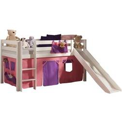 Vipack Mini Loft Bed with Curtain & Slide Pink House 217.3x209.4cm