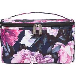 Modella Cosmetic Accessory Train Case In Midnight Blue & Pink Floral