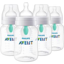 Philips AVENT Anti-Colic Baby Bottles with AirFree Vent, 9oz, 4pk, Clear, SCY703/04
