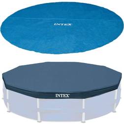 Intex 15 ft. Round Debris Cover and Vinyl Solar Cover for Above Ground Pools, Blue