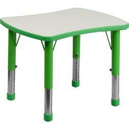 Delacora FF-YU-YCY-098-RECT-TBL-GG 26-5/8 Inch Wide Plastic Framed Adjustable Activity Table Green Indoor Furniture Tables Occasional