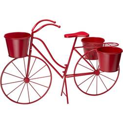 GlitzHome 2.5ft Red Metal Bicycle Plant Stand