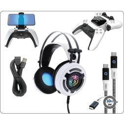 Bionik Pro Kit For 5: Powerful 50mm Gaming with RGB Color, Controller Charge Base, Phone Holder, Lynx Cable & USB Cable