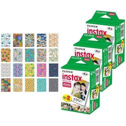 Fujifilm instax mini Instant Film (60 Exposures) 20 Sticker Frames for Fuji Instax Prints Travel Package