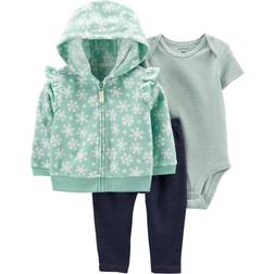 Carter's Baby Fleece Little Jacket Set 3-piece - Mint/Snowflake