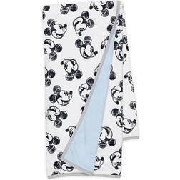 Disney Lambs & Ivy Baby Mickey Mouse Baby Blanket Blue/White Minky/Jersey