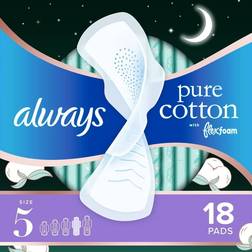 Always Pure Cotton w/ FlexFoam Pads for Extra Heavy Overnight Absorbency