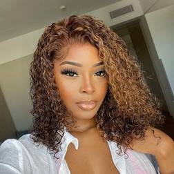 Luvme Compact Frontal Lace Curly Bob Wig 12 inches #4/30 Brown