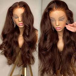 Sewzzuan 13x6 Glueless Human Hair Wig 22 inch Brown