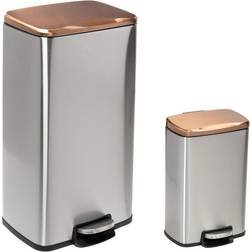 Honey Can Do Stainless Steel Step Trash Cans with Lid Set 9.2gal