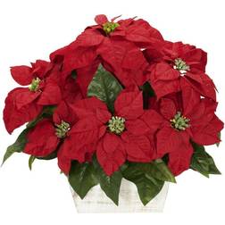 Nearly Natural 16.5in. H Red Poinsettia Wash Planter