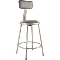 National Public Seating 24"H Padded Stool with Backrest Gray