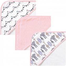 Hudson Baby Pink Safari 3-Piece Hooded Towels Set Pink 3 Pack